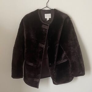 H&M faux fur brown jacket size xs